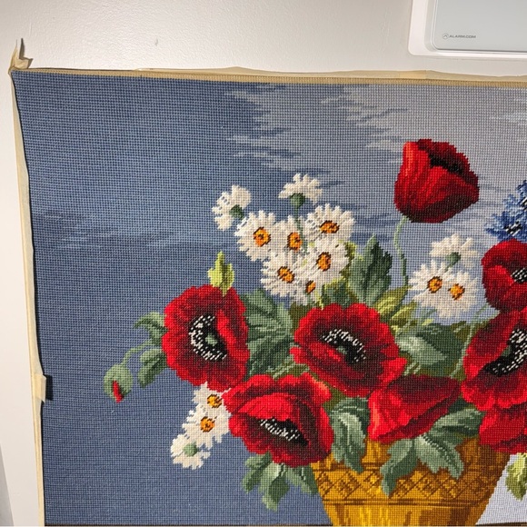 Vintage Large Needlepoint, Gobelin by Wiehler Poppies and Wild Flowers Unframed - Picture 3 of 10